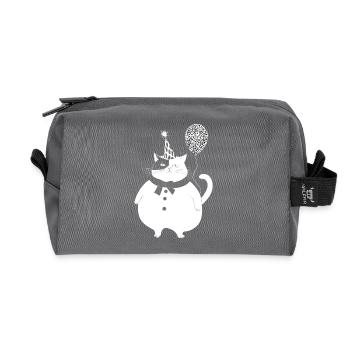 Cat celebrates birthday - Recycled Toiletry Zip Bag - anthracite - Front