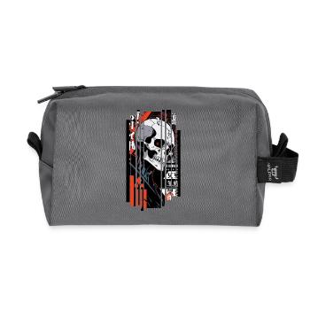 Ver.1 - Cyborg skull red black kanji - Recycled Toiletry Zip Bag - anthracite - Front