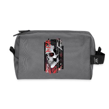 Cyborg black kanji skull - Recycled Toiletry Zip Bag - anthracite - Front