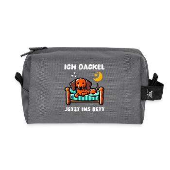 Dog Dachshund Dachshund Friends Bed Tired Sleep Outfit - Recycled Toiletry Zip Bag - anthracite - Front