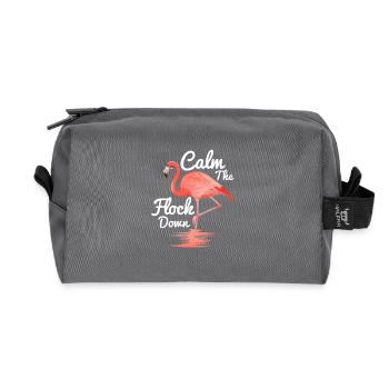 Calm The Flock Down Pink Bird Flamingo - Recycled Toiletry Zip Bag - anthracite - Front