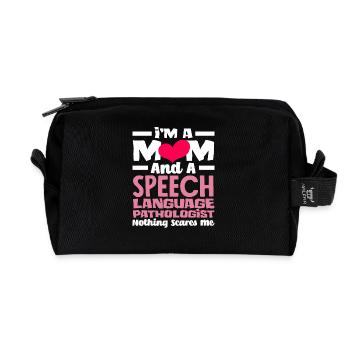 Maman et orthophoniste Rien ne me choque - Trousse de toilette en tissu recyclé - noir - Devant