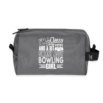 Bowling Sassy Bowling Girl - Recycled Toiletry Zip Bag - anthracite - Front