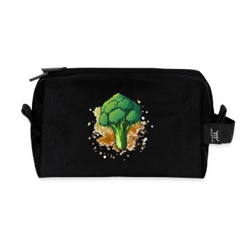 Végétarien Végétalien Brocoli Design - Trousse de toilette en tissu recyclé - noir - Devant