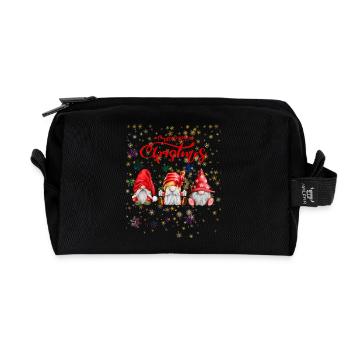 Xmas gnomes merry christmas holiday motif - Recycled Toiletry Zip Bag - black - Front