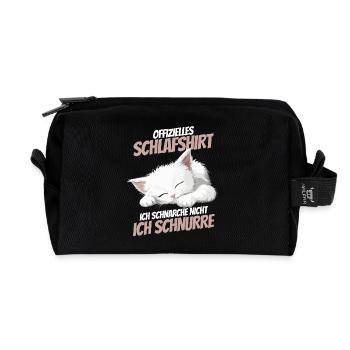 Official Sleep Shirt - Kitten Slumbers Sweetly - Recycled Toiletry Zip Bag - black - Front