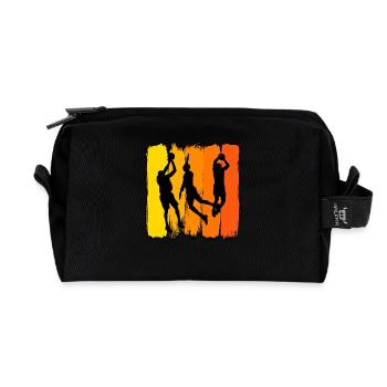 Baller Retro Sunset Paint Basketball - Recycled Toiletry Zip Bag - black - Front