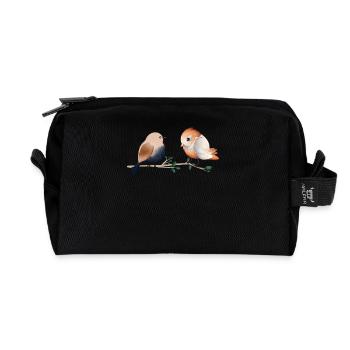 Niedliche Aquarellvögel Oiseaux mignons à l’aquarelle - Trousse de toilette en tissu recyclé - noir - Devant