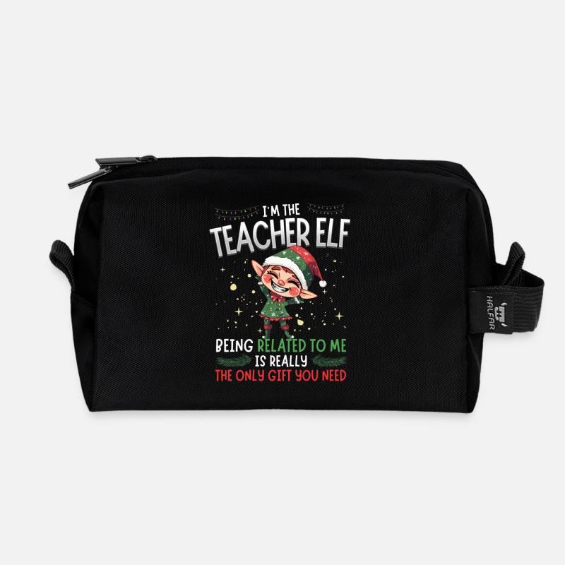 weihnI'm the Teacher Elf - Partnerlook Weihnachten - Recycelte Kulturtasche - Schwarz