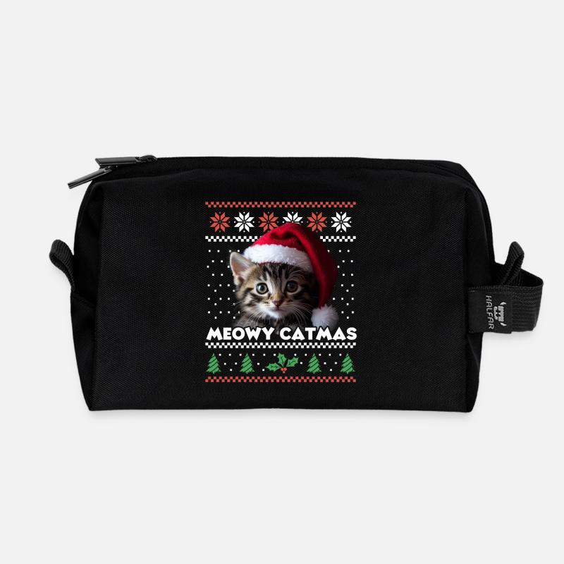 Meowy Catmas Weihnachten Partnerlook Katzenmama - Recycelte Kulturtasche - Schwarz