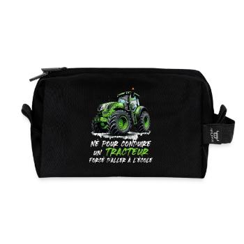 Né pour conduire un tracteur forcé d aller école - Trousse de toilette en tissu recyclé - noir - Devant