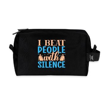 Yoga Je bats les gens avec le silence Yoga drôle - Trousse de toilette en tissu recyclé - noir - Devant