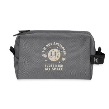Je ne suis pas antisocial, j’ai juste besoin de mon espace - Trousse de toilette en tissu recyclé - anthracite - Devant