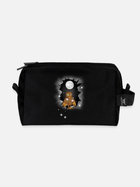 Eule Eulen Mond - Recycelte Kulturtasche - Schwarz
