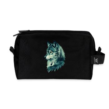 Majestätischer Wolf und Hirsch Natur Kunst - Recycelte Kulturtasche - Schwarz - Vorne