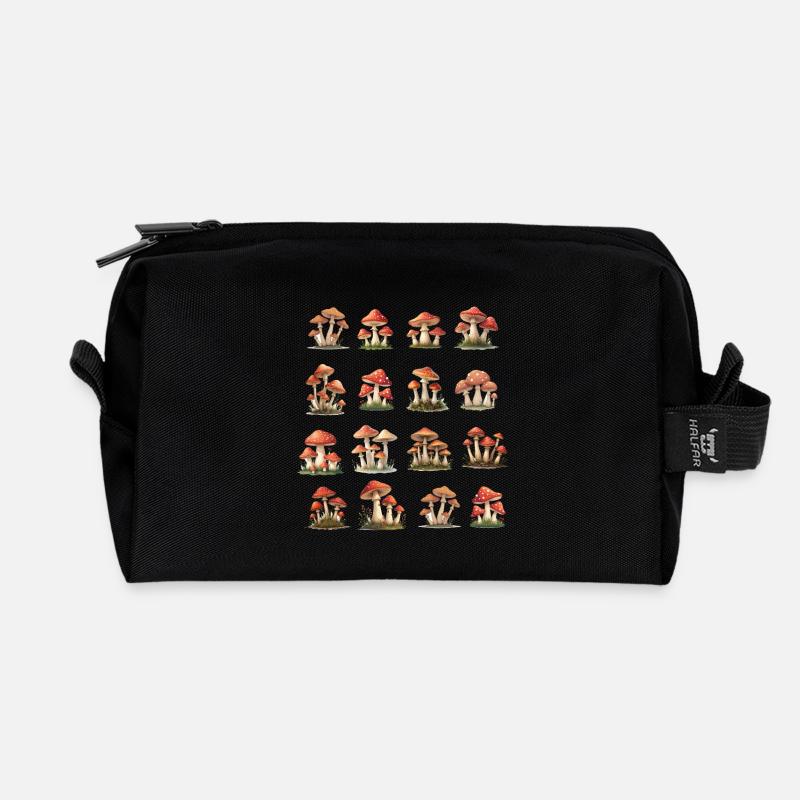 Champignons rouges - Trousse de toilette en tissu recyclé - noir