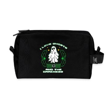 I love ghosts and the darkness - Recycled Toiletry Zip Bag - black - Front