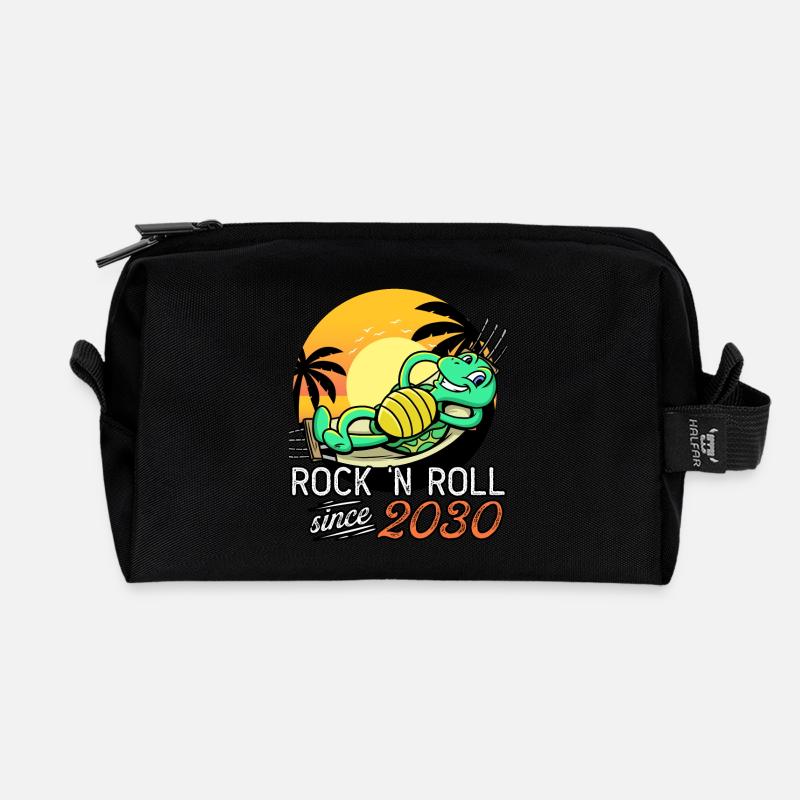 Turtle Rock N Roll seit 2030 Geburtstag - Recycelte Kulturtasche - Schwarz