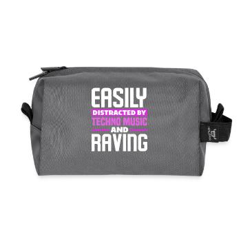 Easily Distracted By Techno Music And Raving - Recycelte Kulturtasche - Anthrazit - Vorne