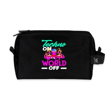 Techno Lover : Techno sur World Off - Trousse de toilette en tissu recyclé - noir - Devant