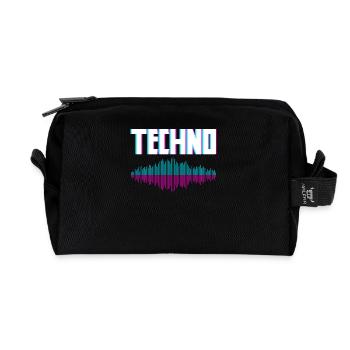 Techno Wellen Für Techno Liebhaber - Recycelte Kulturtasche - Schwarz - Vorne