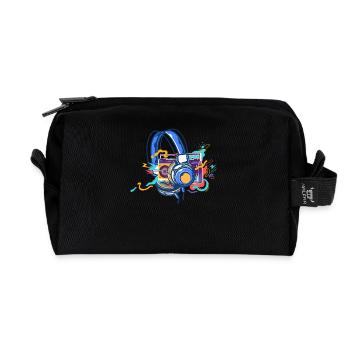 Techno Lover Bunte Kopfhörer Musik - Recycelte Kulturtasche - Schwarz - Vorne
