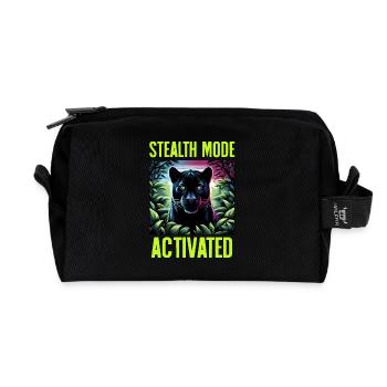Stealth Mode Activated Panther Jungle Animal Lover - Recycled Toiletry Zip Bag - black - Front