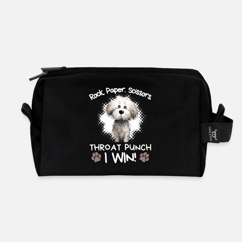 Rock Paper Scissors Throat Punch Bichon Frise Hund - Recycelte Kulturtasche - Schwarz