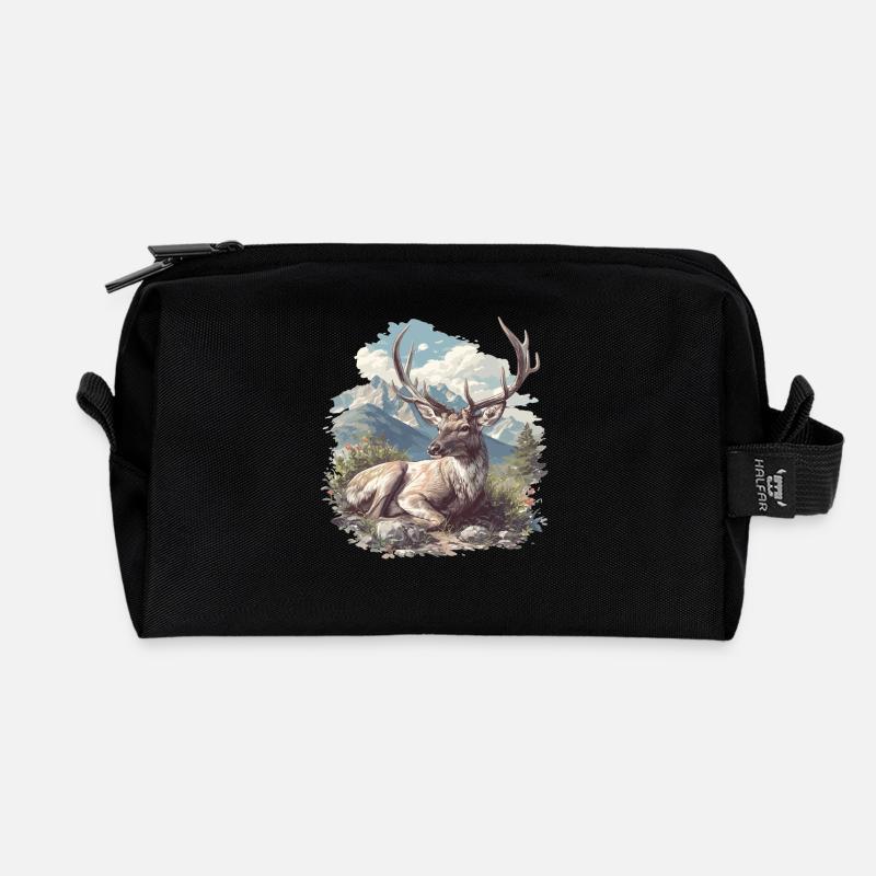 Hirsche Hirsch - Recycelte Kulturtasche - Schwarz