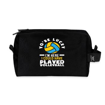 Tu as de la chance que j’ai pu jouer au volley-ball - Trousse de toilette en tissu recyclé - noir - Devant