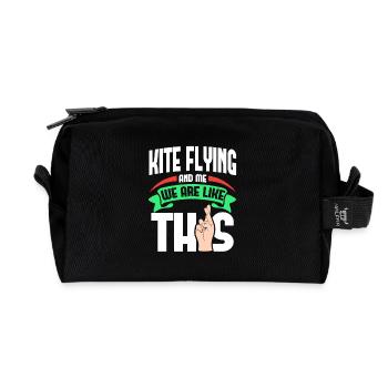 Kite Flying Me Are Like - Recycled Toiletry Zip Bag - black - Front