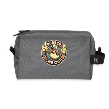 Rubber duck - thumbs up for a rub out - Recycled Toiletry Zip Bag - anthracite - Front