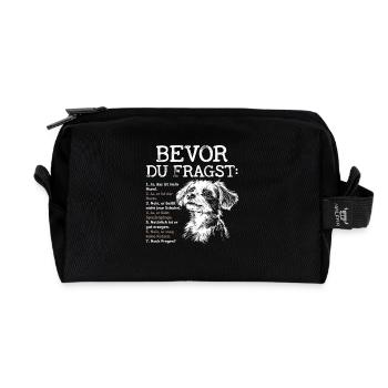Bevor Du Fragst Das Ist Mein Hund - Recycelte Kulturtasche - Schwarz - Vorne