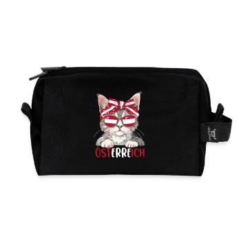 Österreich Katze Fan Fußball Katzenliebhaber - Recycelte Kulturtasche - Schwarz - Vorne