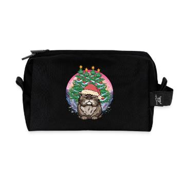 Nikolaus Weihnachtsmann Katze Katzen Santa Xmas - Recycelte Kulturtasche - Schwarz - Vorne