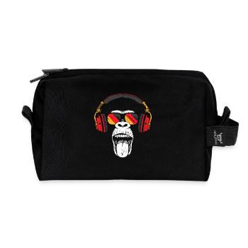 Affe mit Headset Musik Deutschland - Recycelte Kulturtasche - Schwarz - Vorne