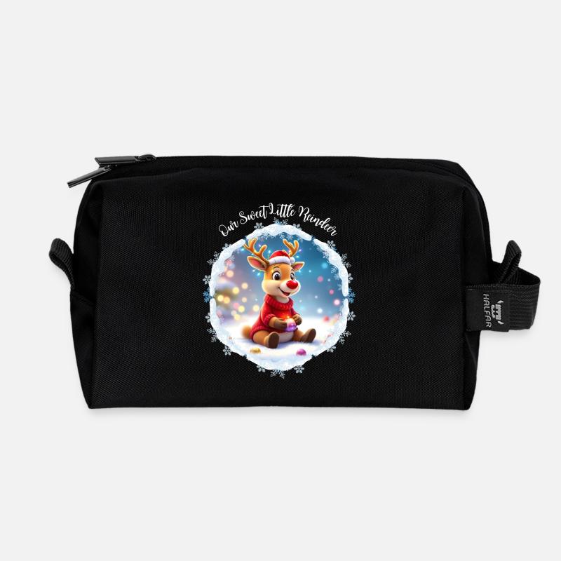 Unser kleines süßes Rentier - Recycelte Kulturtasche - Schwarz