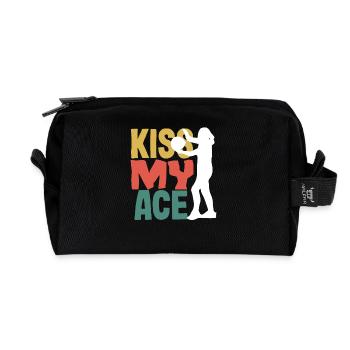 Kiss My Ace Volleyball Humour - Trousse de toilette en tissu recyclé - noir - Devant