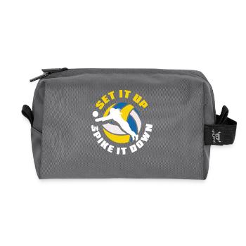 Volleyball Set It Up Spike It Down - Recycled Toiletry Zip Bag - anthracite - Front
