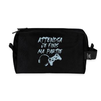 Attends Je Finis Ma Partie - Trousse de toilette en tissu recyclé - noir - Devant