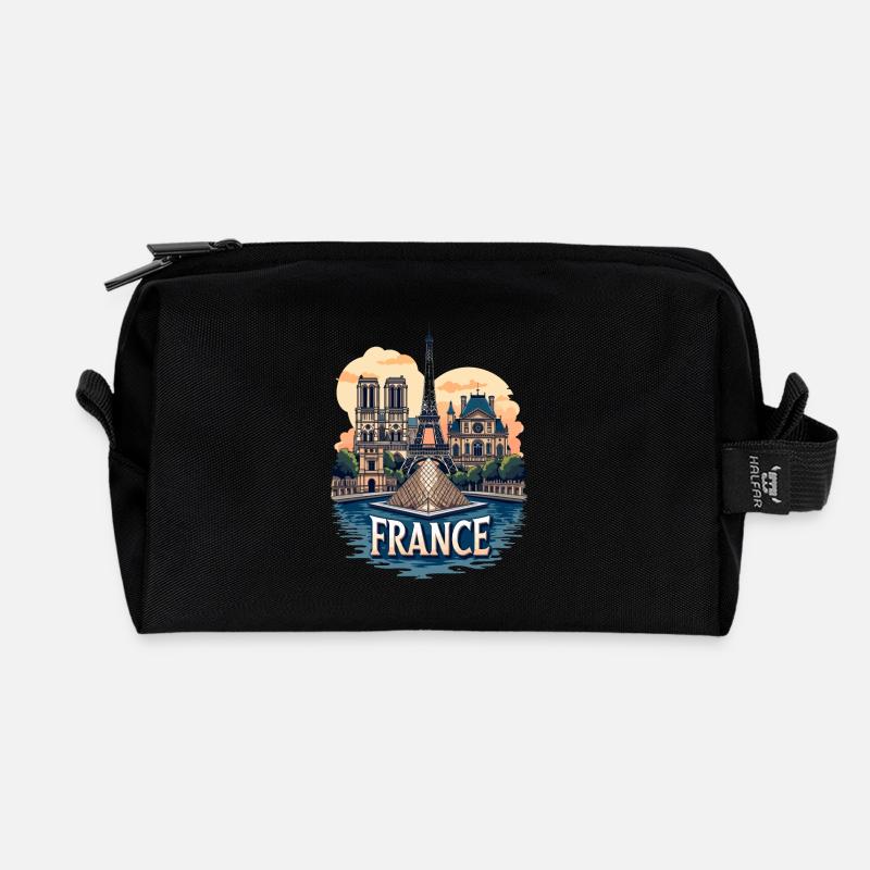 Paris Eiffelturm Bonjour Souvenirs - Recycelte Kulturtasche - Schwarz