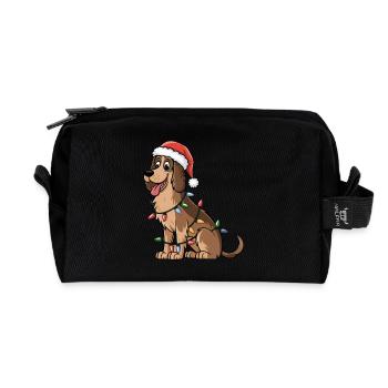 Irish Wolfhound Christmas Lights Xmas Dogs Gifts - Recycled Toiletry Zip Bag - black - Front