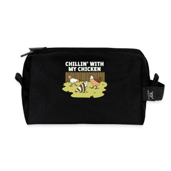 Chillin' Mit Meinen Hühnern Kunst Design Für - Recycelte Kulturtasche - Schwarz - Vorne