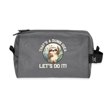 Funny Sloth Theme - That's A Dumb Idea - Recycled Toiletry Zip Bag - anthracite - Front