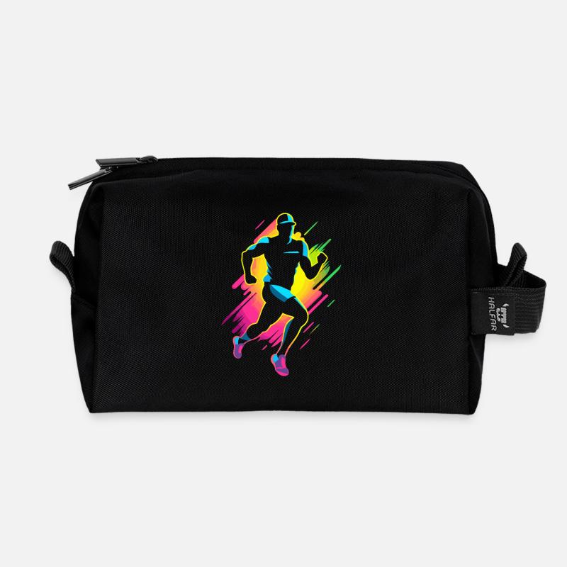 Marathon Läufer Comic Look - Recycelte Kulturtasche - Schwarz
