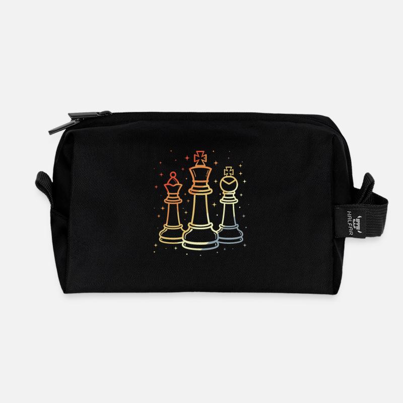 Schachfiguren Skizze Vintage - Recycelte Kulturtasche - Schwarz