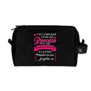 Princesse et grande soeur a la fois sur - Trousse de toilette en tissu recyclé - noir - Devant