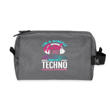 Techno Lover Einfache Mädchen Freunde - Recycelte Kulturtasche - Anthrazit - Vorne