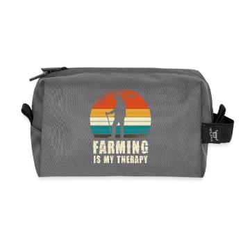 Farming Is My Therapy Retro Farmer - Recycled Toiletry Zip Bag - anthracite - Front