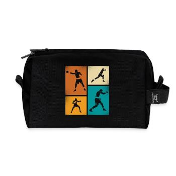 Retro Boxen Silhouette Kunst - Recycelte Kulturtasche - Schwarz - Vorne